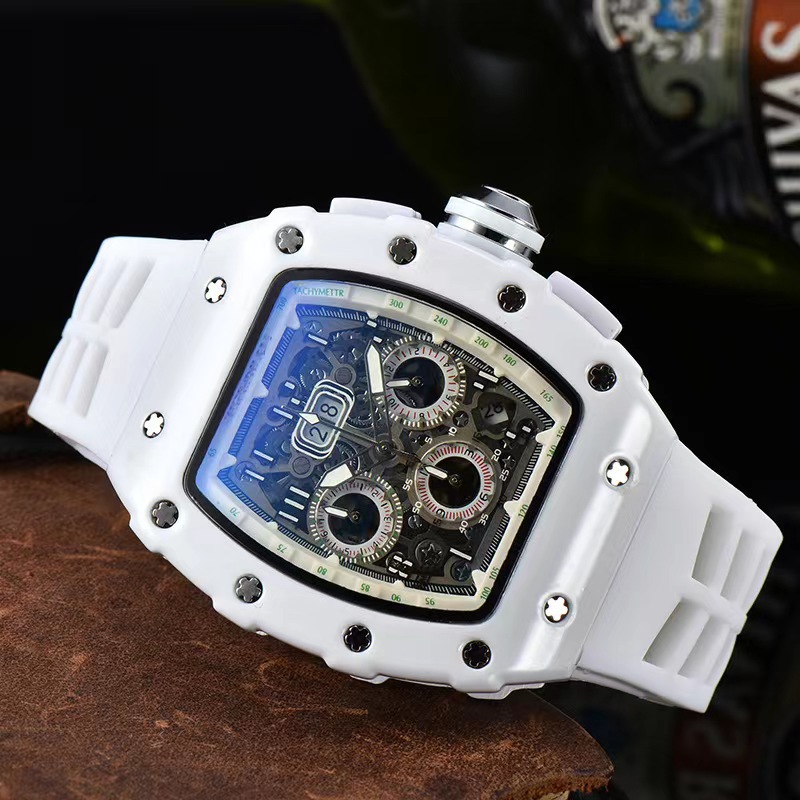 Factory Direct Supply of Foreign Trade European and American Men's Six-Pin Multi-Function Watch, Fashionable Hollow Ceramic Style Quartz Watch