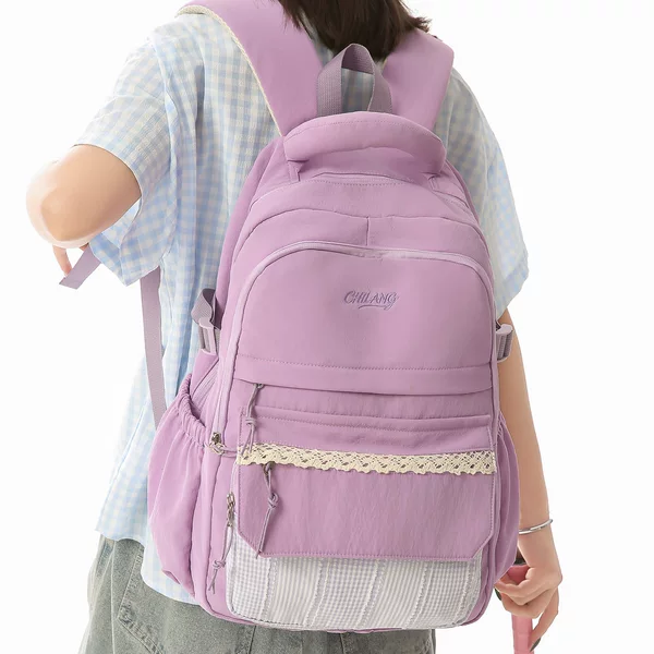 New Stylish High-Capacity Lightweight Fashion Simple Color-Blocking Versatile Backpack for Middle and High School Girls