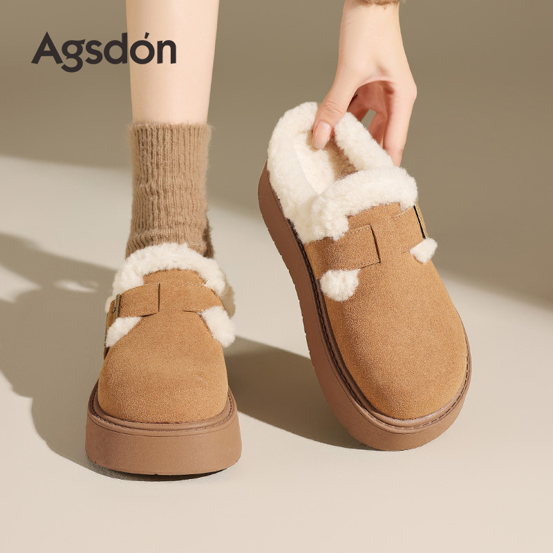 Antiguo león de cabello Bocken zapatillas para mujeres 2026 nueva primavera con suela gruesa de nieve de vello zapatos de medio algodón