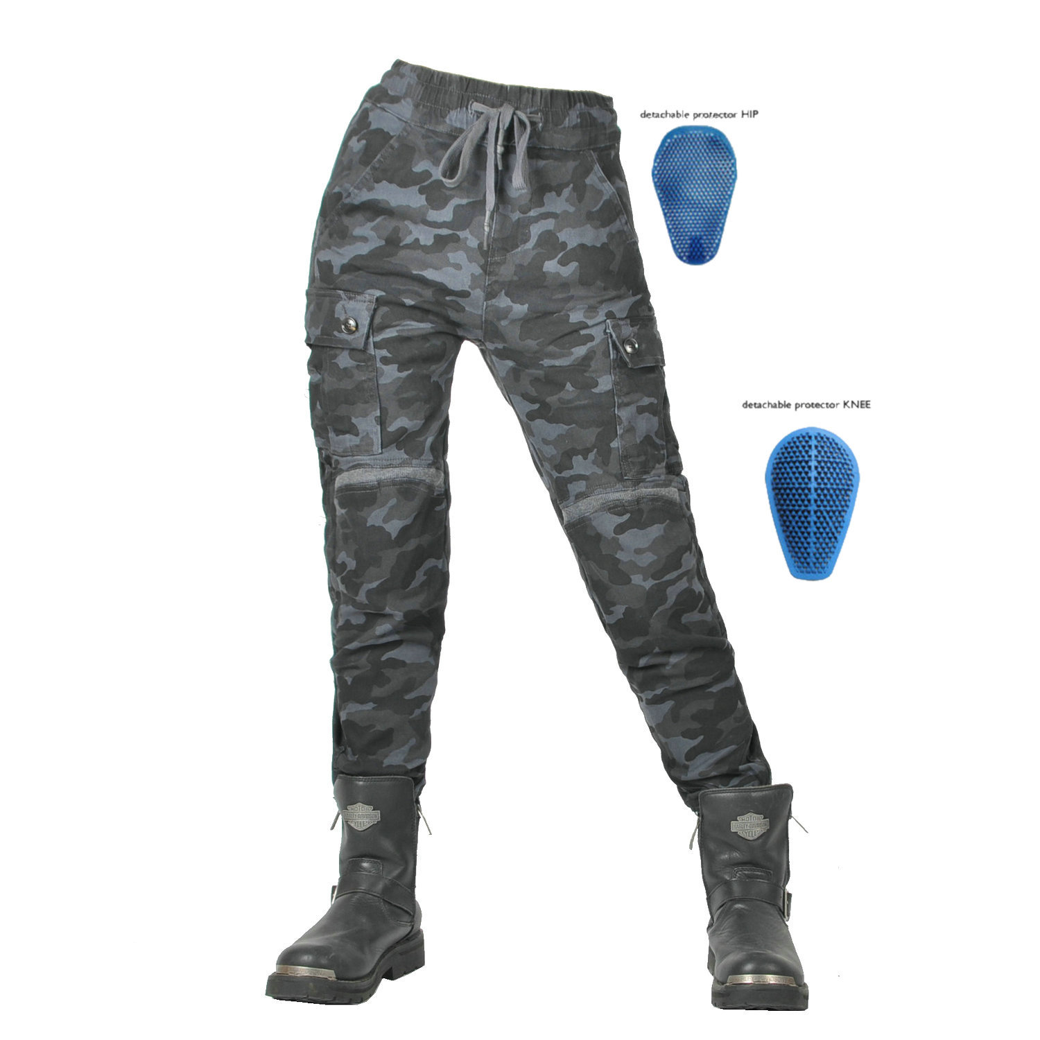 Pantalones de ciclismo de motocicleta, motocicleta casual, kevlar, jeans de camuflaje anti-caída, pantalones roscados, piernas, caballero