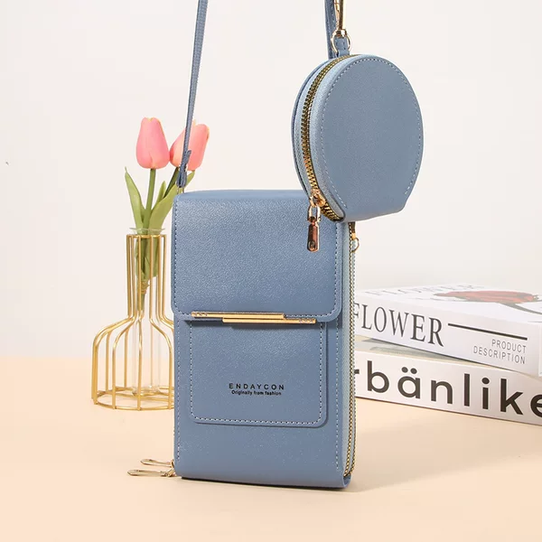 Factory Direct Sales Touch Screen Mobile Phone Bag, Women's Crossbody Bag, Korean Style Mobile Phone Bag, Multi-Functional Key Zipper, Vertical Style Women's Wallet