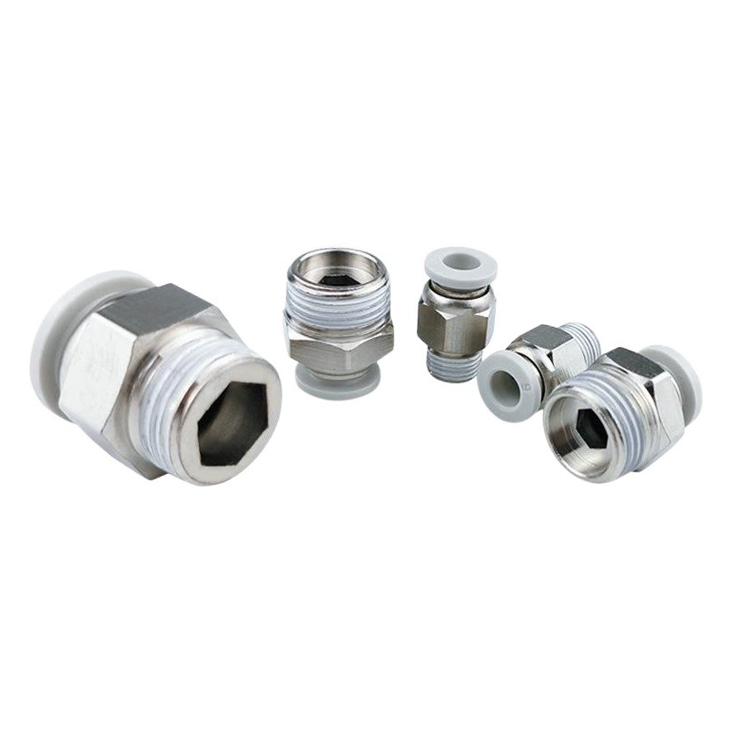 Быстроразъемный соединитель медного шланга Zoni PC8-02, никелированный прямой белый пневматический разъем 6-01, быстроразъемный соединитель воздушной трубы