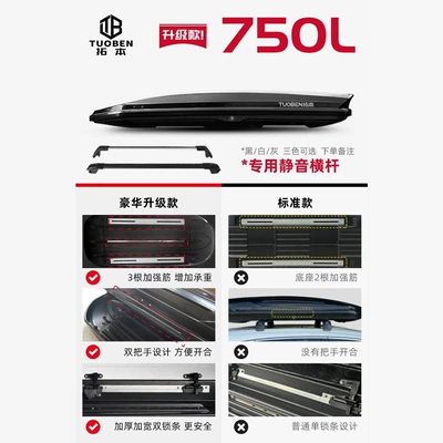 Roof box — Rack Travel Box Recessed Type - no-drilling-required-smart-800-upgraded-roof-box-black-white-and-grey-high-speed-crossbars