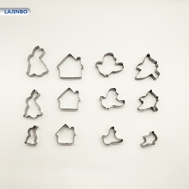 小動物12点セットステンレスアニメクッキー金型焙煎用品DIYクッキーウサギ小鳥型カット|undefined