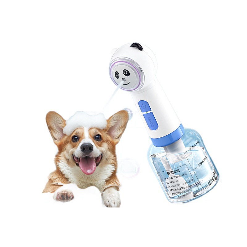 máquina espumosa de modelado de perros y gatos, artefacto de baño de un botón espumoso, productos de limpieza de mascotas sin bordas, máquina de espuma