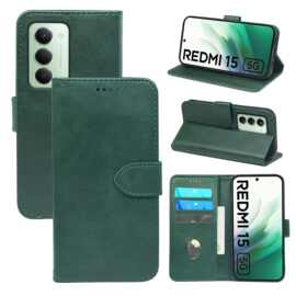 适用于红米 redmi 15c手机壳小牛皮前扣手机皮套a4保护套翻盖支架