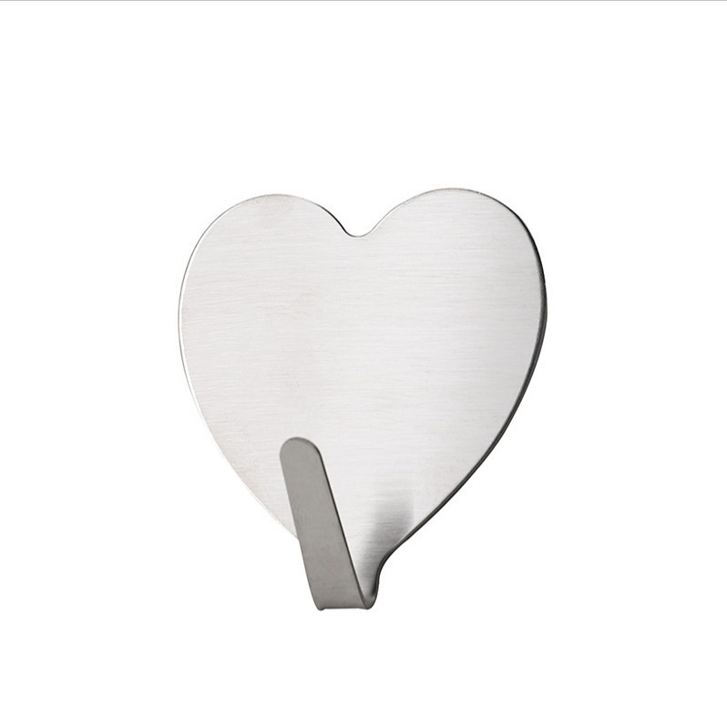 Corazón de niña japonesa Gancho pegajoso de amor rosa Corazón de melocotón Gancho de acero inoxidable Gancho pegajoso en forma de corazón Gancho de decoración de habitación de niña suave