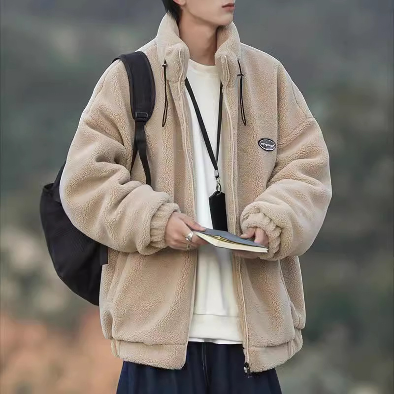 日系cityboy棉服男冬季加绒加厚韩系羊羔绒外套宽松潮流立领棉衣