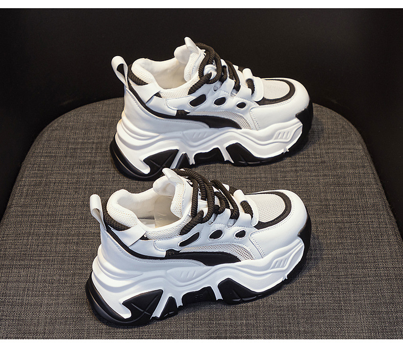 Giày sneaker nữ đế xuồng tăng chiều cao, dáng chunky đế dày thoáng khí, phối màu đa dạng — M2516-2 đen trong suốt lưới, M2516 kaki một lớp bên trong, M2516-1 trắng be lót nhung, M2516-1 màu đen lót nhung chi tiết 54