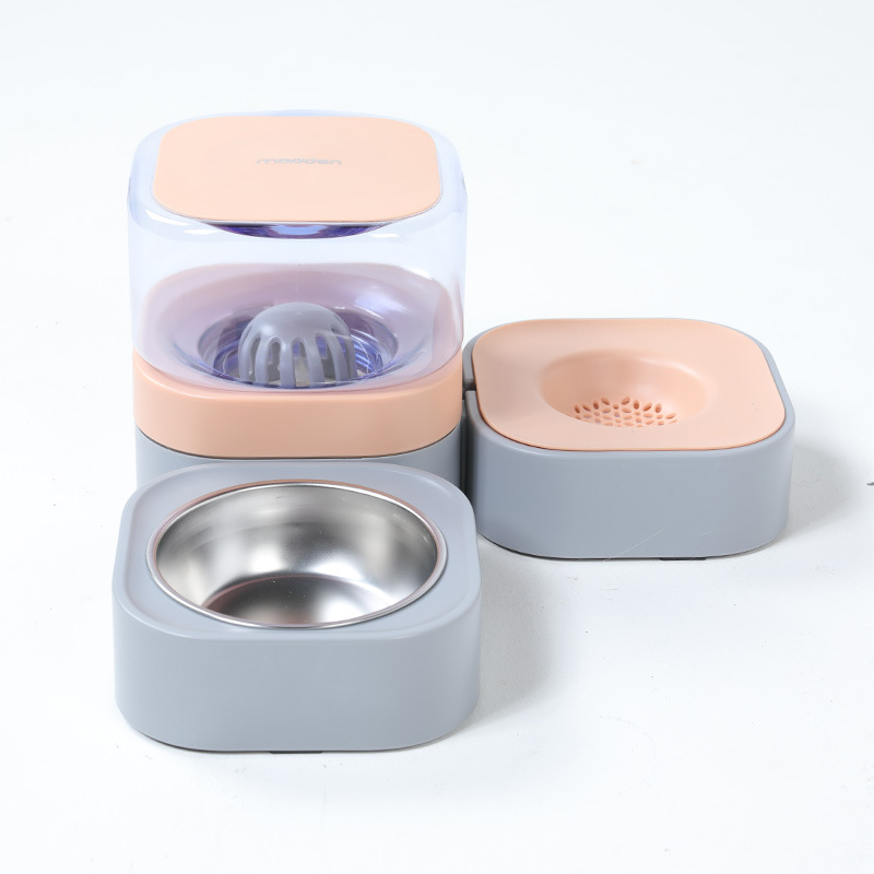 Alimentador automático para mascotas extraíble y lavable de acero inoxidable perro tazón doble tazón gato perro mascota fuente de agua potable transfronteriza al por mayor