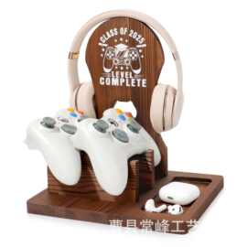 跨境木质耳机架桌面头戴式耳机支架可挂耳机线游戏耳机实木收纳架