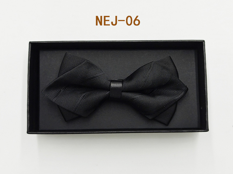 Pajarita negra de color sólido para hombre Boda británica Boda novio padrino traje camisa arco caja de regalo embalaje