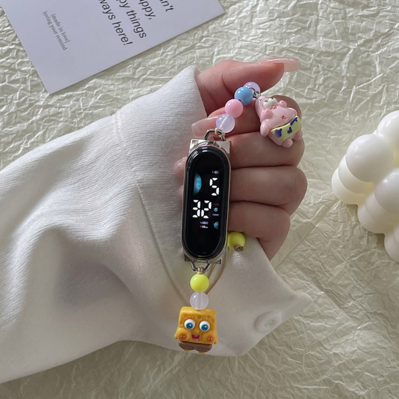 海绵宝宝派大星电子手表女款LED触屏可爱网红小众高颜值简约女表