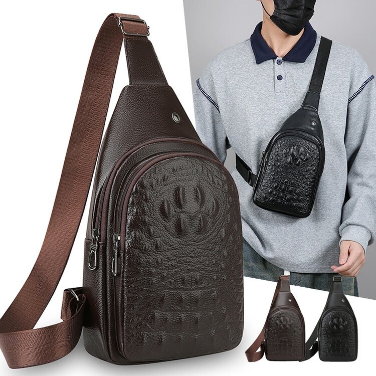 Cross-Border Men's Crossbody Bag, Simple and Versatile, Suitable for Business Trips, Large Capacity, Trendy, Waterproof, Wear-Resistant, Men's Chest Bag