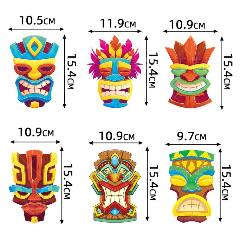 Jarrón de decoración de fiesta hawaiana transfronteriza con tarjeta de decoración de jarrón de máscara primitiva de fiesta de playa de verano