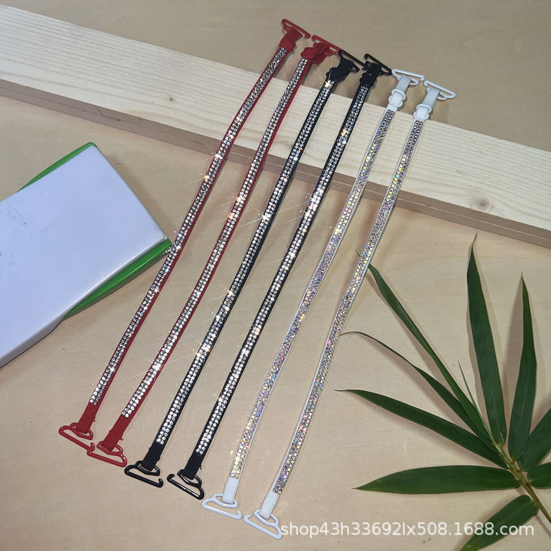 Rhinestone Thin Strap Non-slip Shoulder Strap Flash Drill Bra with Diamond High Elastic Lengthy Strapless Bra Double Shoulder Bra Strap Rhinestone Thin Strap Non-slip Shoulder Strap Flash Drill Bra with Diamond High Elastic Lengthy Strapless Bra Double Shoulder Bra Strap