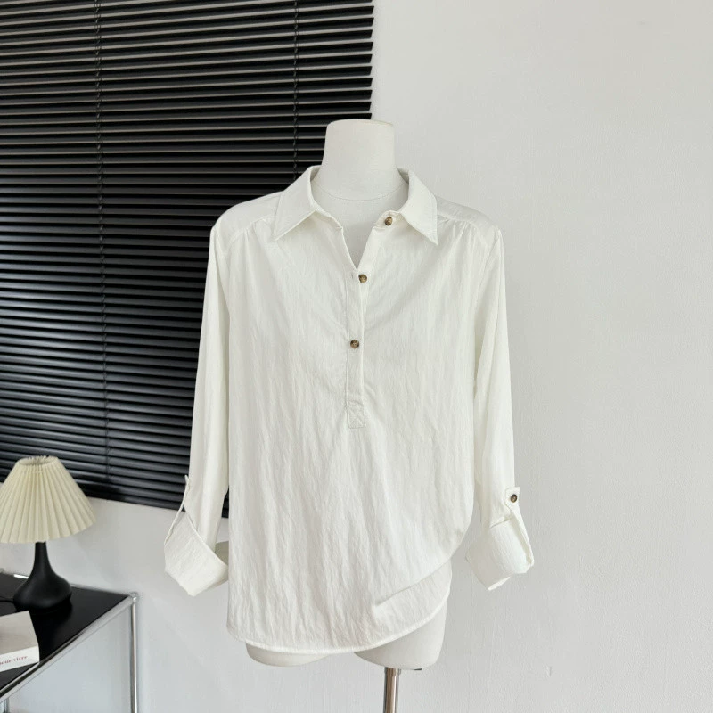 YS8cookadaily Русалка из чистого хлопка, защита от солнца, уменьшающая возраст, свободная рабочая одежда в иностранном стиле, пуловер на пуговицах с длинными рукавами, рубашка, верхняя одежда
