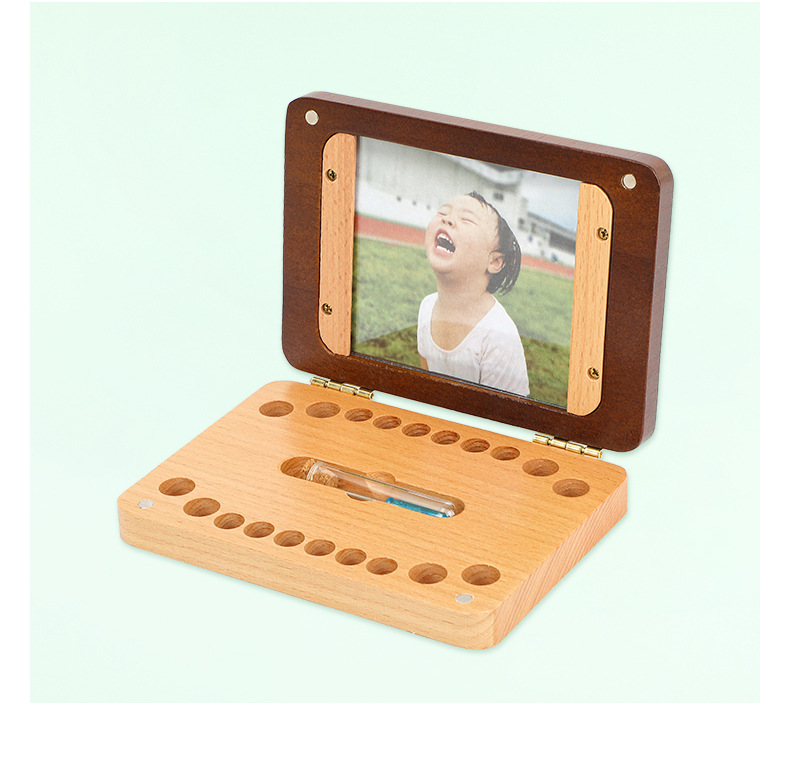 Caja de almacenamiento de dientes de madera personalizada transfronteriza para niños, caja de marco de fotos para niños y niñas, caja de coleccionista de cabello de bebé