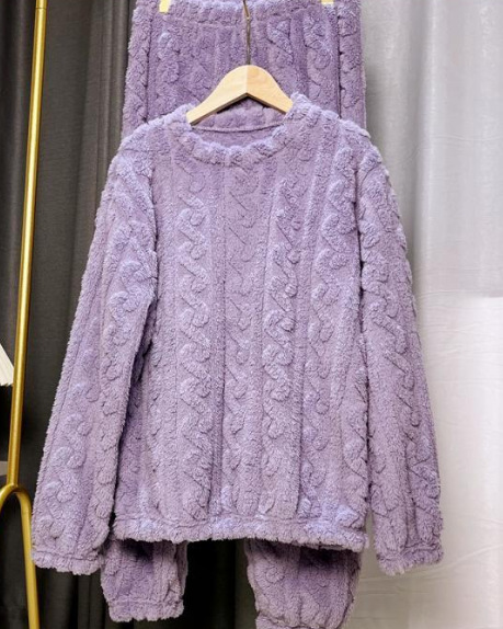 Pijamas Pantalones de niña Otoño e Invierno coral polar forrado de lana engrosada de los niños de hadas pantalones calientes brida traje de casa