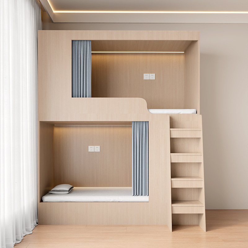 Bunk Beds for Staff Dormitories, School Bunk Beds, Double-Decker Beds, Adult Space Capsule Iron Beds, Small Apartment Beds