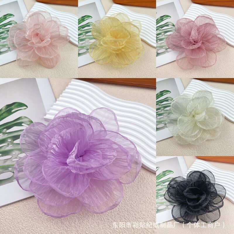 Extra-Large Crinkled Fabric Flowers with Burnt Edges, Camellia and Rose Flowers for DIY Hair Accessories, Shoe Decorations, Corsages, and Clothing Accessories Extra-Large Crinkled Fabric Flowers with Burnt Edges, Camellia and Rose Flowers for DIY Hair Accessories, Shoe Decorations, Corsages, and Clothing Accessories