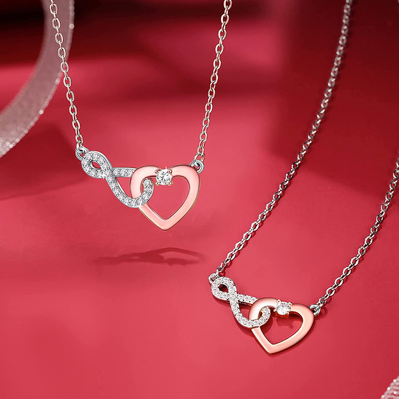 Pendant Necklace Classification 925 Sterling Silver Zircon Plating Inlay Heart Shape Pendant Necklace