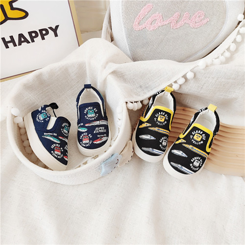 Export daily single Shinkansen baby toddler shoes children's canvas shoes one-leg elastic lazy shoes boys' sneakers
