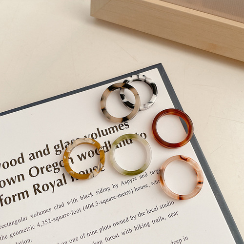 Dovi jewelry Korean cross-border hand jewelry acetate plate cold style women's ring multi-color ring wholesale women's jewelry