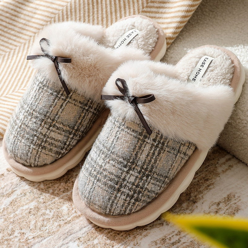 Zapatillas de algodón para mujer, pantuflas peludas cálidas para el hogar, para uso exterior, antideslizantes, para interiores, medio deslizamiento, invierno, 2024