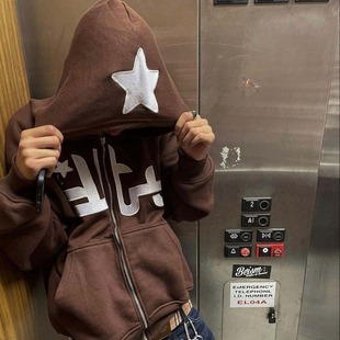 Autumn and Winter New European and American Personalized Trendyy Embroidered Printed Sweatshirt Cardigan High Street Casual Hip-Hop Metal Zipper Jacket