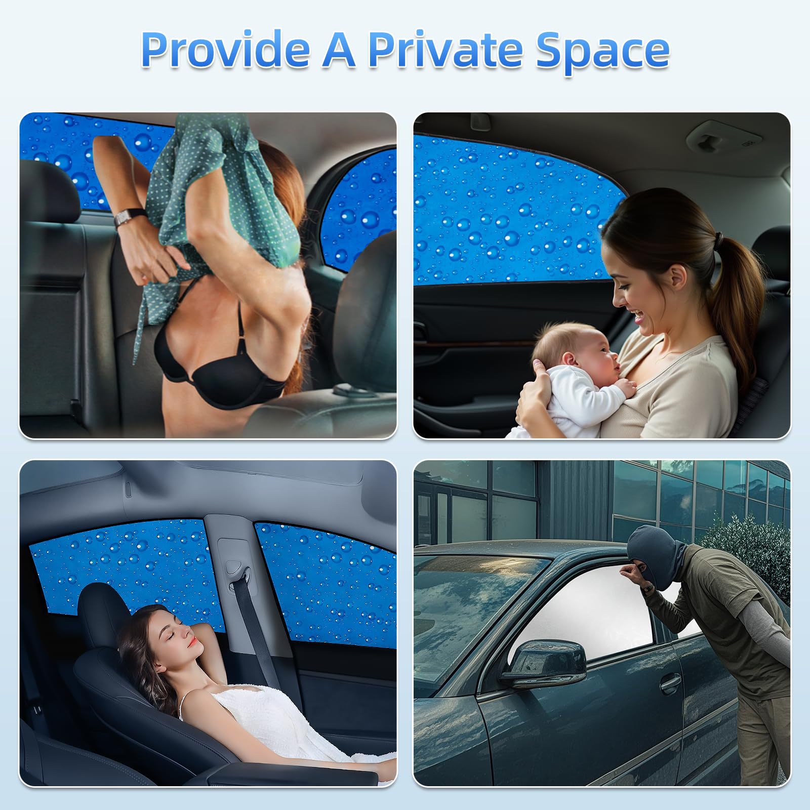 Cross-Border Single-Layer Sun Protection Retractable Magnetic Car Curtain Magnet Car Sunshade Water Drop Car Sunshade Side Shield