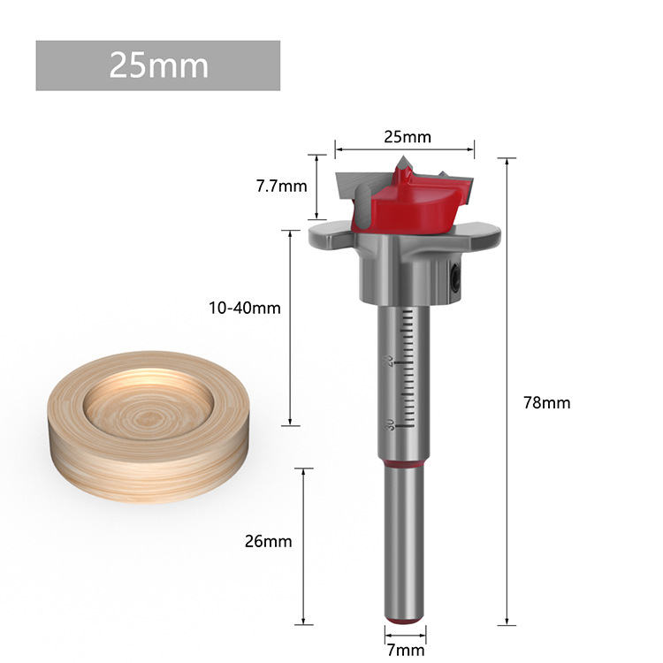 Carpintería roja abridor de agujeros posicionamiento taladro redondo plástico puerta de madera aleación de acero de tungsteno agujero de perforación agujero excavación