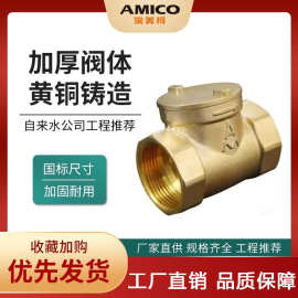 埃美柯铜止回阀水单向阀H14W-16T单向卧式自来水逆止横式4429