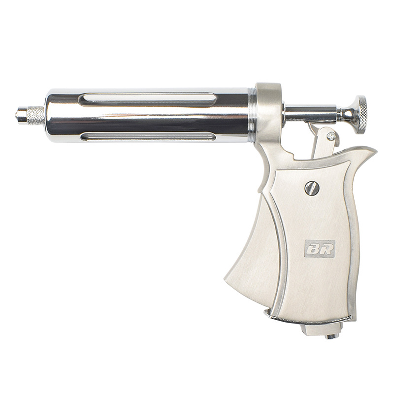 inyector de vacunación continua semiautomático de acero inoxidable veterinario inyector de vacunación ajustable de metal para cerdos 50ml