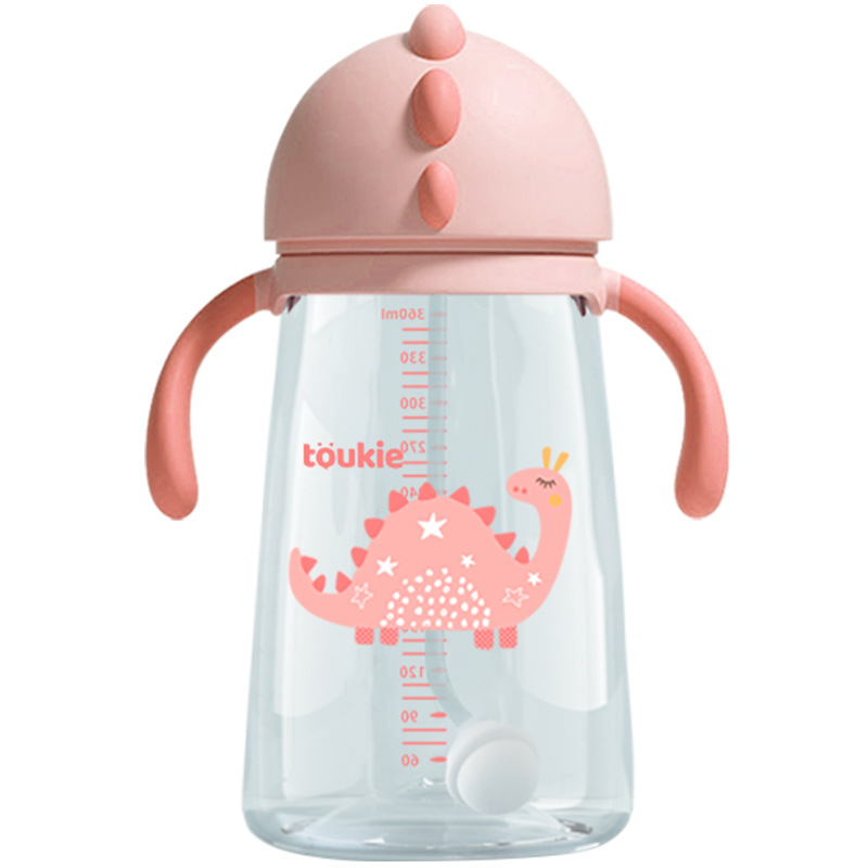 Bebé bebé taza de beber niños botella de alimentación taza de agua mango y correa de doble uso a prueba de fugas a prueba de caídas taza de paja de jardín de infantes