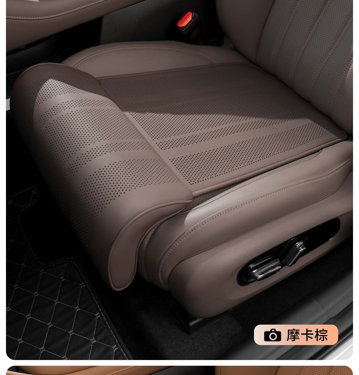 Car seat cushion with extended leg rest for driver and passenger seats, integrated foam leg support for rear seats, suitable for all seasons