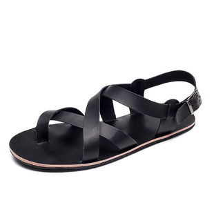 Size 37 Summer Beach SanDals Men's European anD American CowhiDe Beach Shoes Personality TrenDy Roman Shoes Men's Flip-toe D38