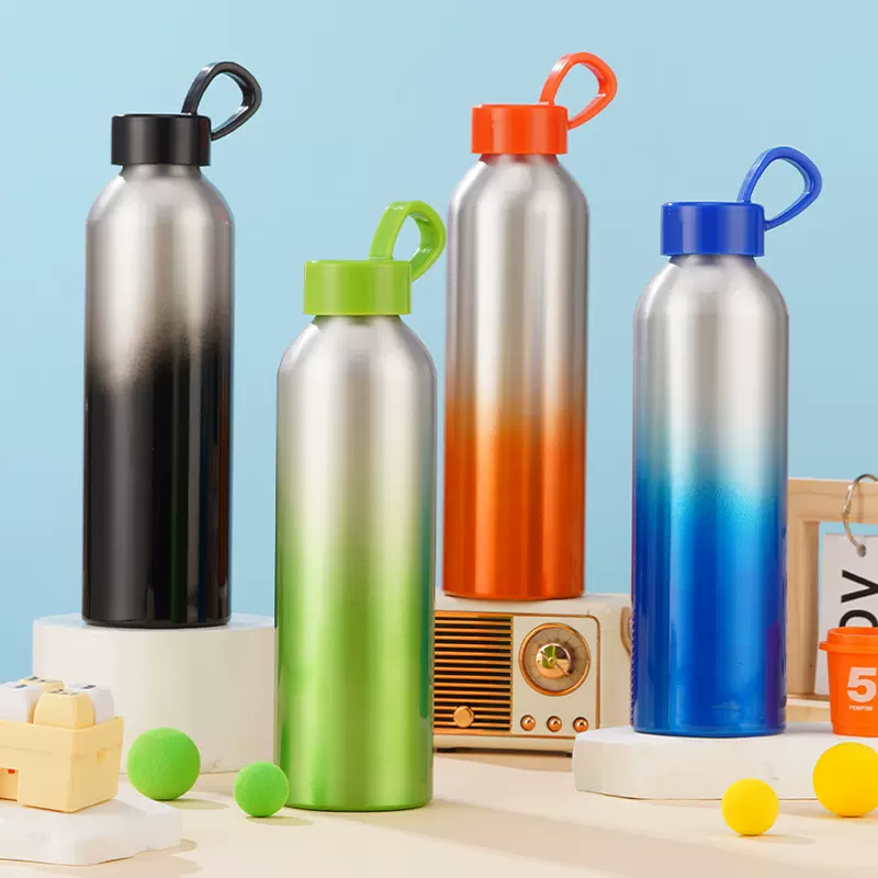 新款跨境高颜值大容量手提车载便携运动户外水杯单层铝制运动水壶