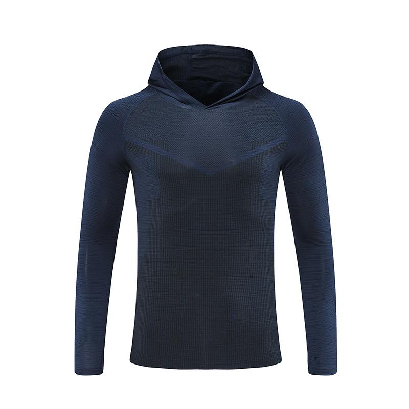 Camiseta de manga larga de primavera y otoño de Los Hombres de Seda de Hielo delgada con capucha transpirable deportes Top suelta casual marca de moda Camiseta de los hombres