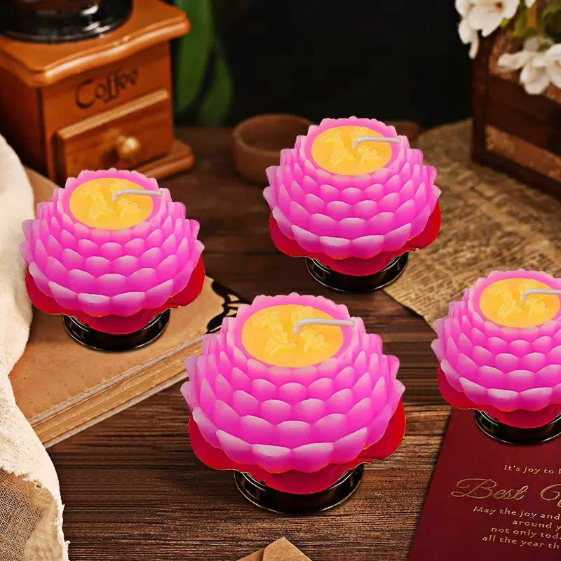 莲花蜡烛荷花灯过年供奉寺庙佛堂供佛家用礼佛烛许愿灯还愿蜡烛