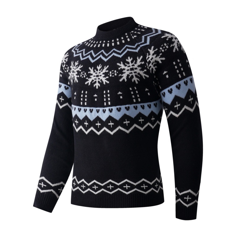 Nuevo transfronterizo simple engrosado decoración de copo de nieve suéter de hombre comercio exterior otoño invierno ocio universal suéter de hombre básico