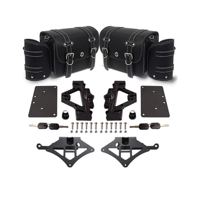 Motorcycle bumper modification bumper folding backrest rear - black-new-leather-edge-bag-1-pair-mounting-bracket