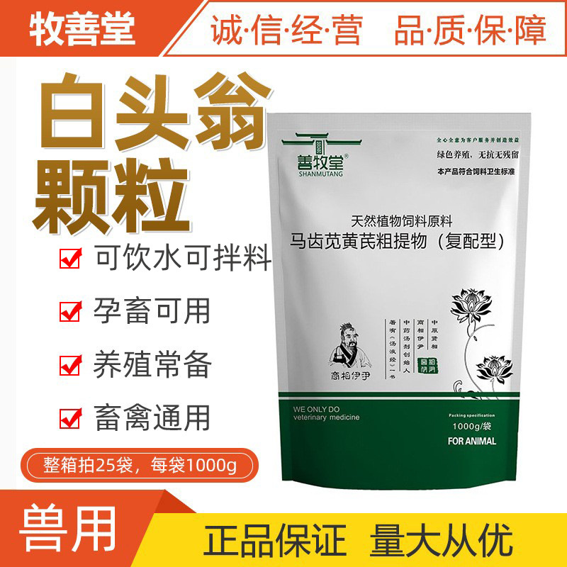 兽用白头翁颗粒猪牛羊马鸡鸭饲料添加剂肠道改善马齿苋黄芪提取物