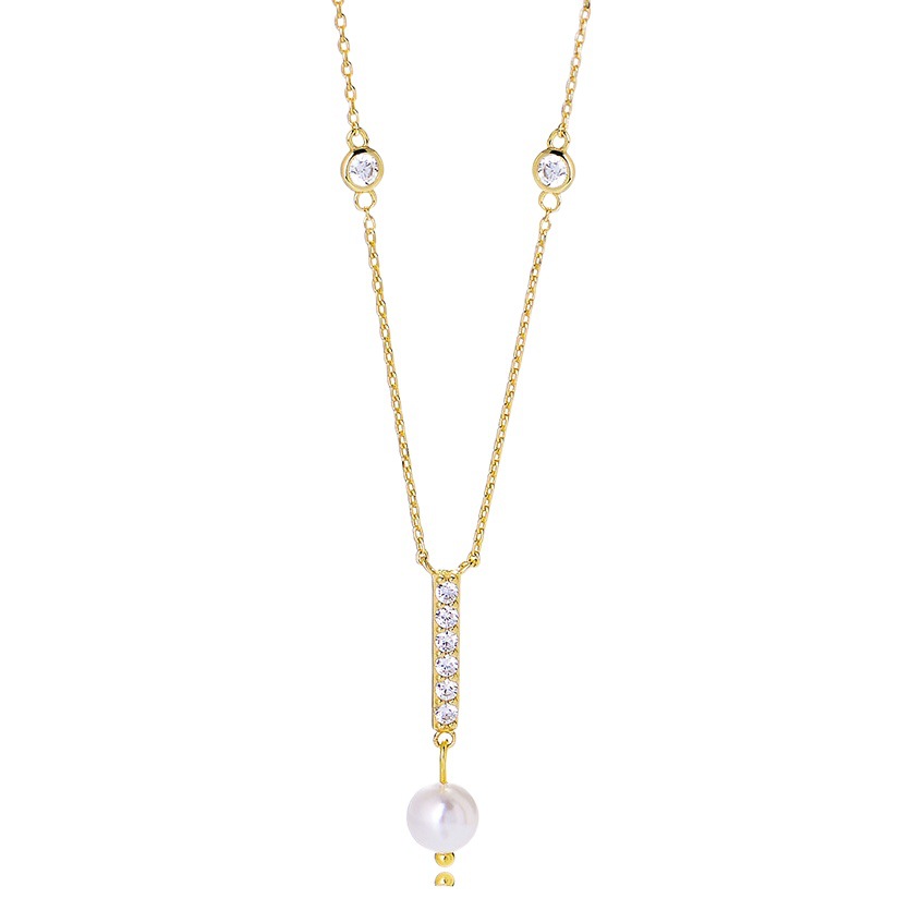 Europa y América ins estilo geométrico simple borla collar de perlas nicho femenino diseño sentido s925 plata esterlina ZIRCON clavícula cadena