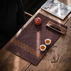 新中式繡花茶席干泡台禪意扎染茶席桌旗簡約藝術茶桌布隔熱茶巾