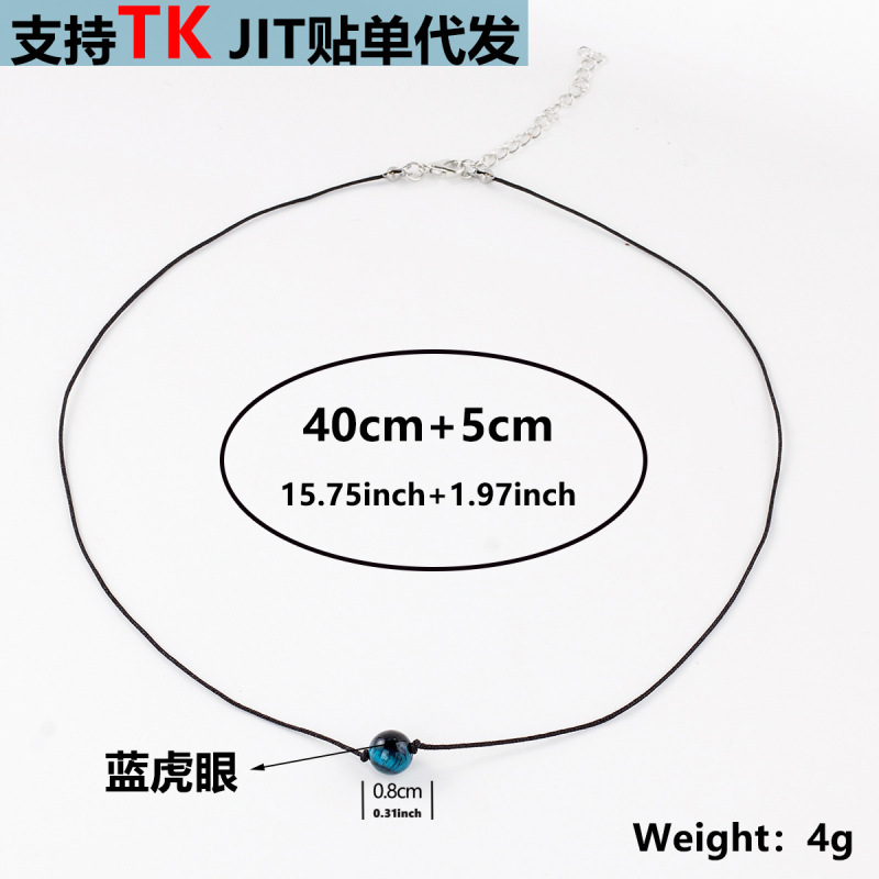 跨境新品项链天然蓝虎眼石锁骨链简约时尚小众设计感工厂直销现货|undefined