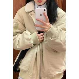 羊羔毛绒外套女冬季新款新品宽松百搭翻领夹克加厚棉衣棉服新品潮
