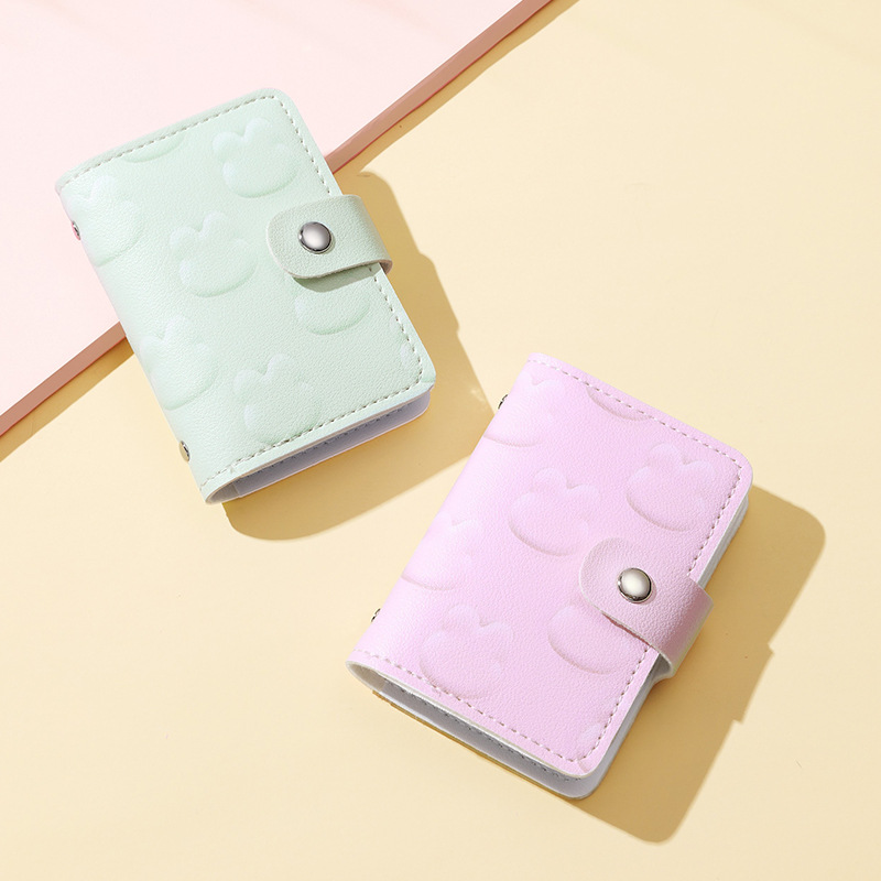 Coreano multifuncional pequeño dibujo animado fresco en relieve conejo 20 tarjeta anti-damagnetizante hebilla vertical bolsa de tarjetas