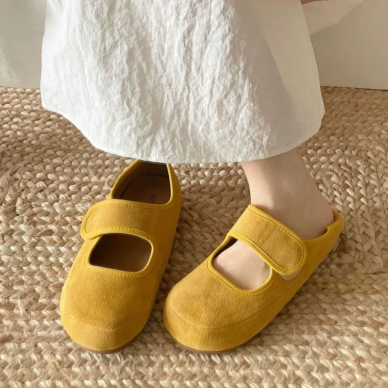 Женские мягкие туфли Мэри Джейн Birkenstock 2025, новые универсальные ретро-туфли нежно-жёлтого цвета на плоской подошве