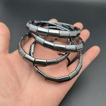 跨境欧美黑胆石手链男女款竹节磁铁手串黑色太赫兹手环直播礼品